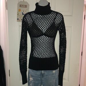 bebe Black Knitted Turtleneck Top